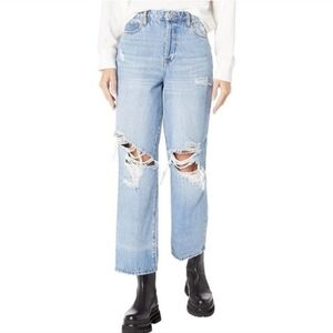 Blank NYC the Baxter ribcage straight leg light blue high rise distressed Jeans